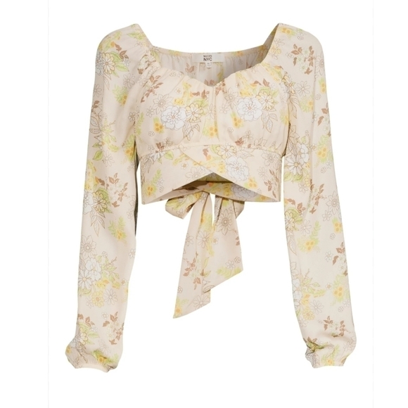 NWT Steve Madden MADDEN NYC FLORAL TIE-BACK TOP - Picture 2 of 7